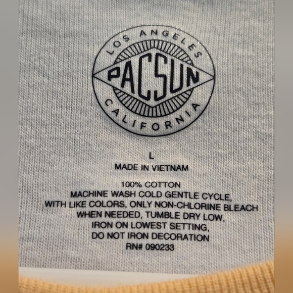 PACSUN, Women's size Large, Tee, Short Sleeve, Pacific Sunwear, Yellow, White - Picture 3 of 6